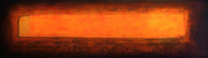 aus dem Zyklus KRAFTFELDER - Acryl, Öl und Ruß auf Leinwand,  270 x 70 cm